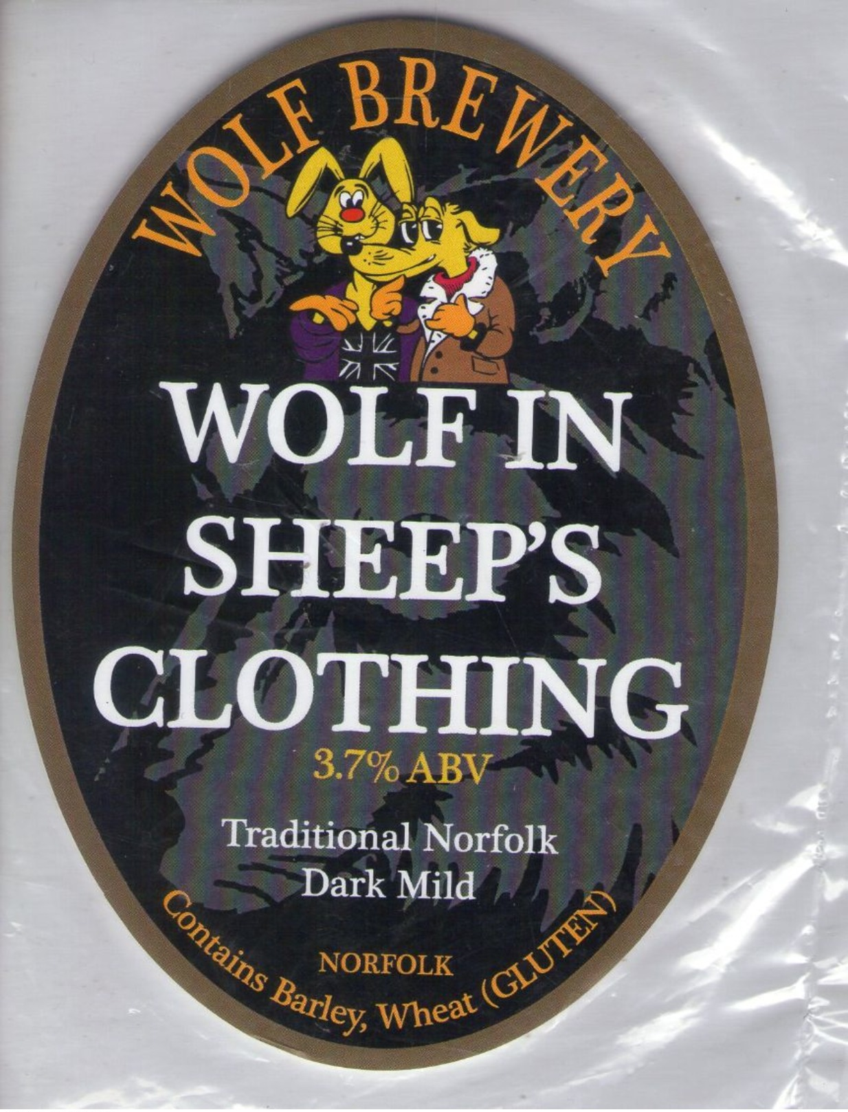 NEW UNUSED - WOLF BREWERY (ATTLEBOROUGH, ENGLAND) - WOLF IN SHEEP'S CLOTHING DARK MILD - PUMP CLIP FRONT - Signs