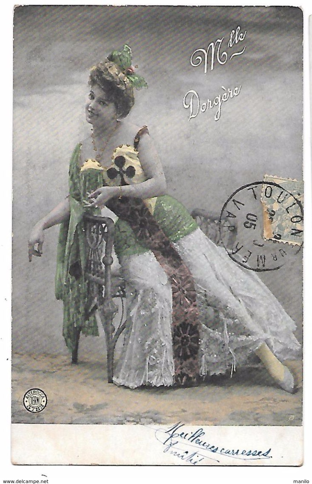 Melle DORGERE  Artiste Des Années 1900  -  Un Trèfle Sur Sa Robe -  Carte Voyagé En 1905 - Editeur ALTEROCCA TERNI 5783 - Artistes