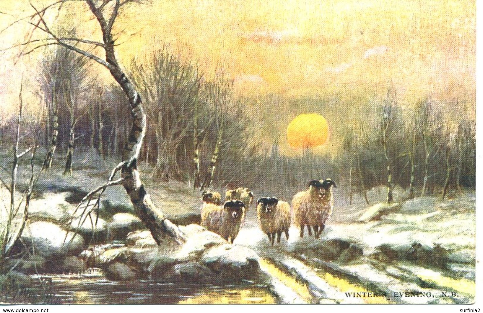 ARTIST - WINTER EVENING (sheep) Art362 - Other & Unclassified