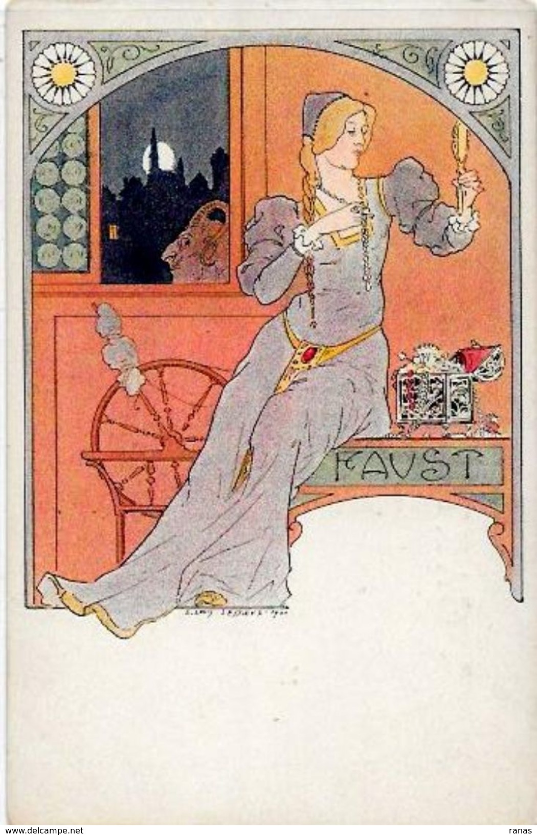 CPA Louis LESSIEUX Art Nouveau Femme Girl Woman Non Circulé Type Vienne Viennoise Faust Diable Krampus - Lessieux