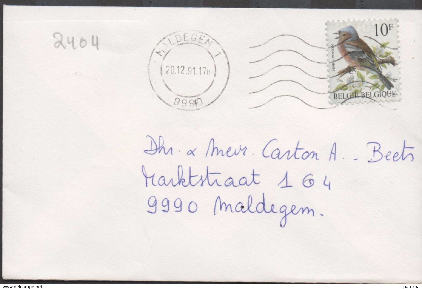 3199      Carta  Maldegem 1991 Pájaro, Ave - 1990-1993 Olyff