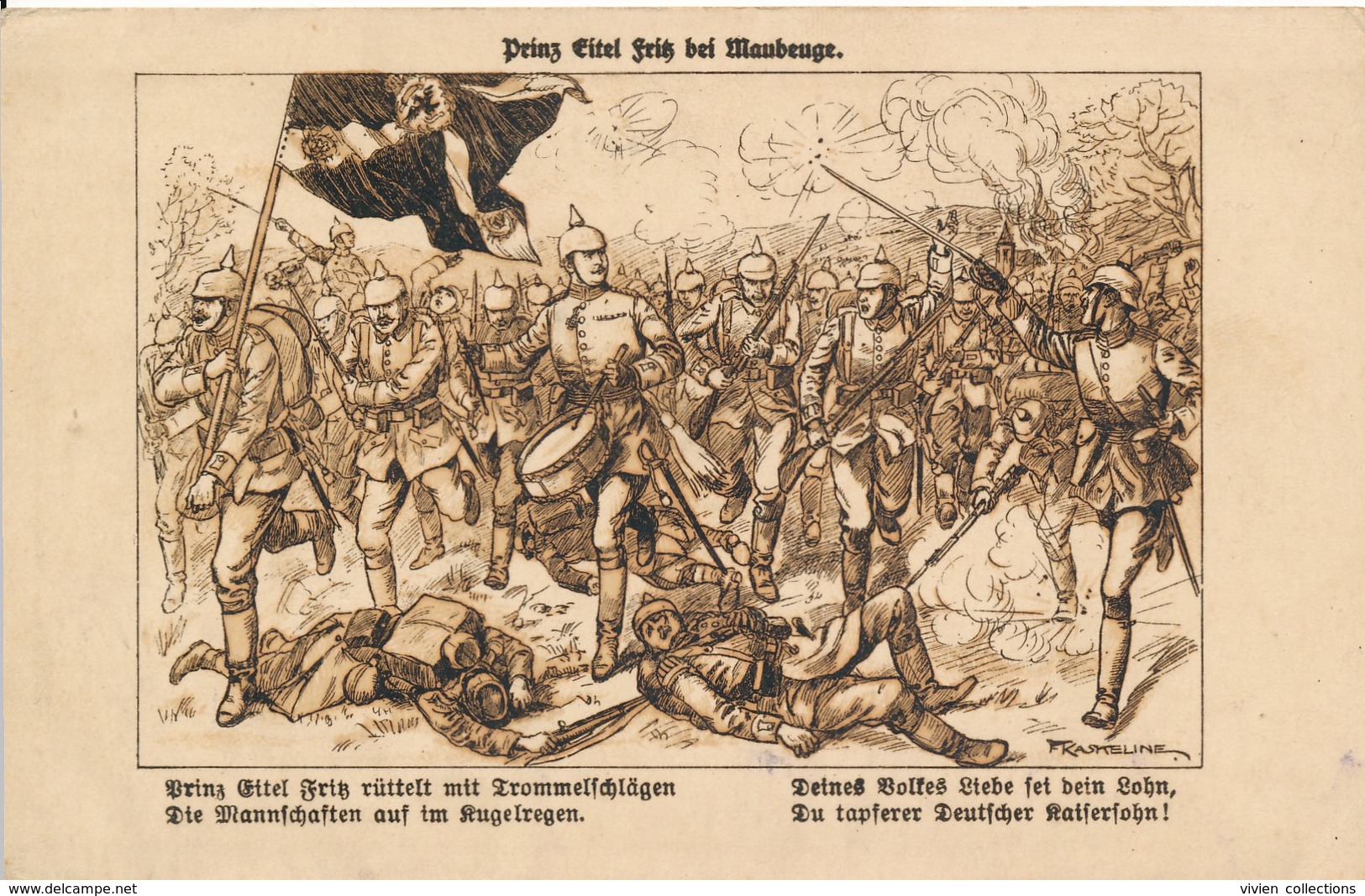 Illustrateur F Kaskeline La Bataille De Maubeuge La Marche Des Allemands - Guerra 1914-18