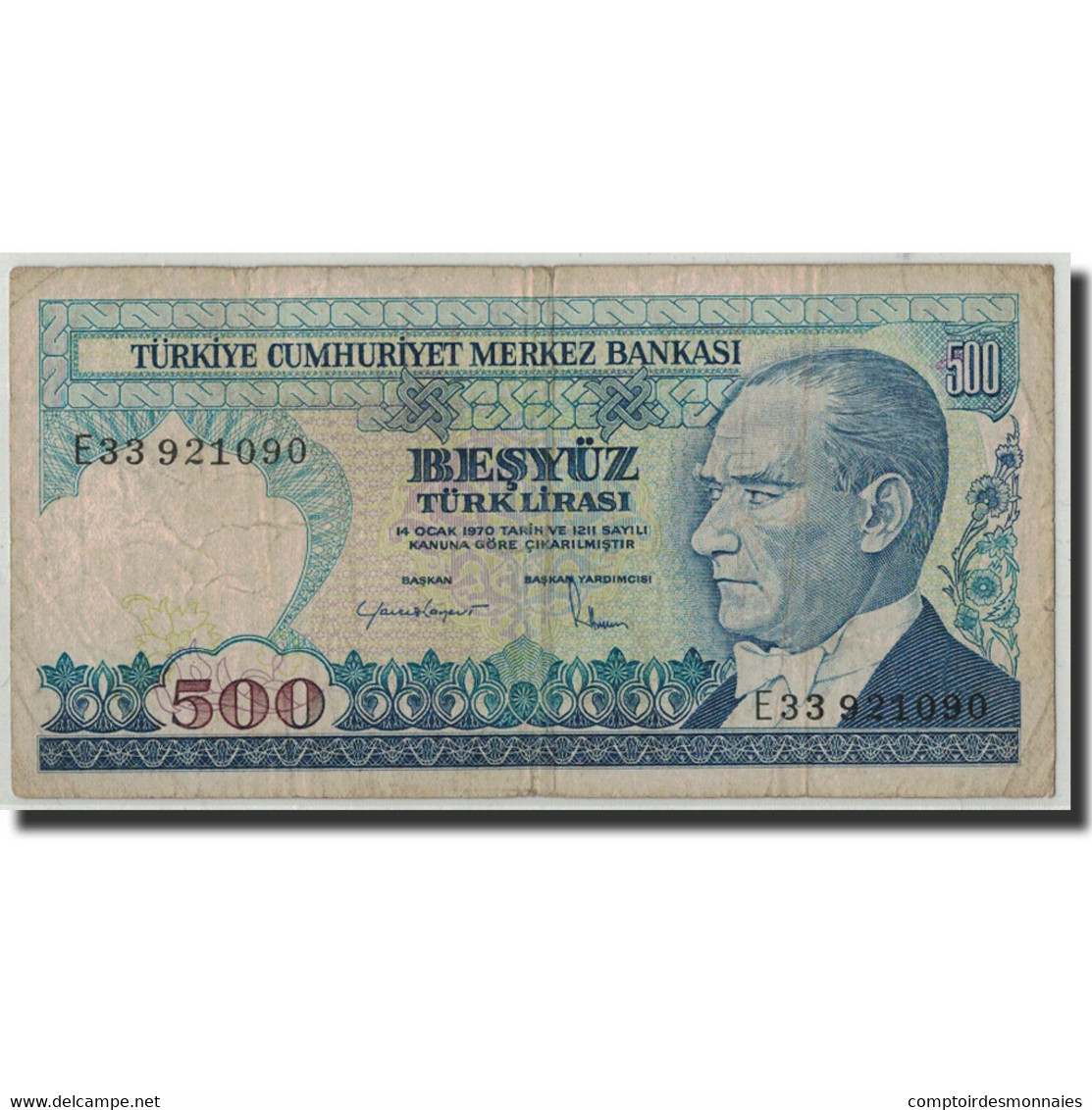 Billet, Turquie, 500 Lira, L.1970 (1983), 1970-01-14, KM:195, B - Turkey