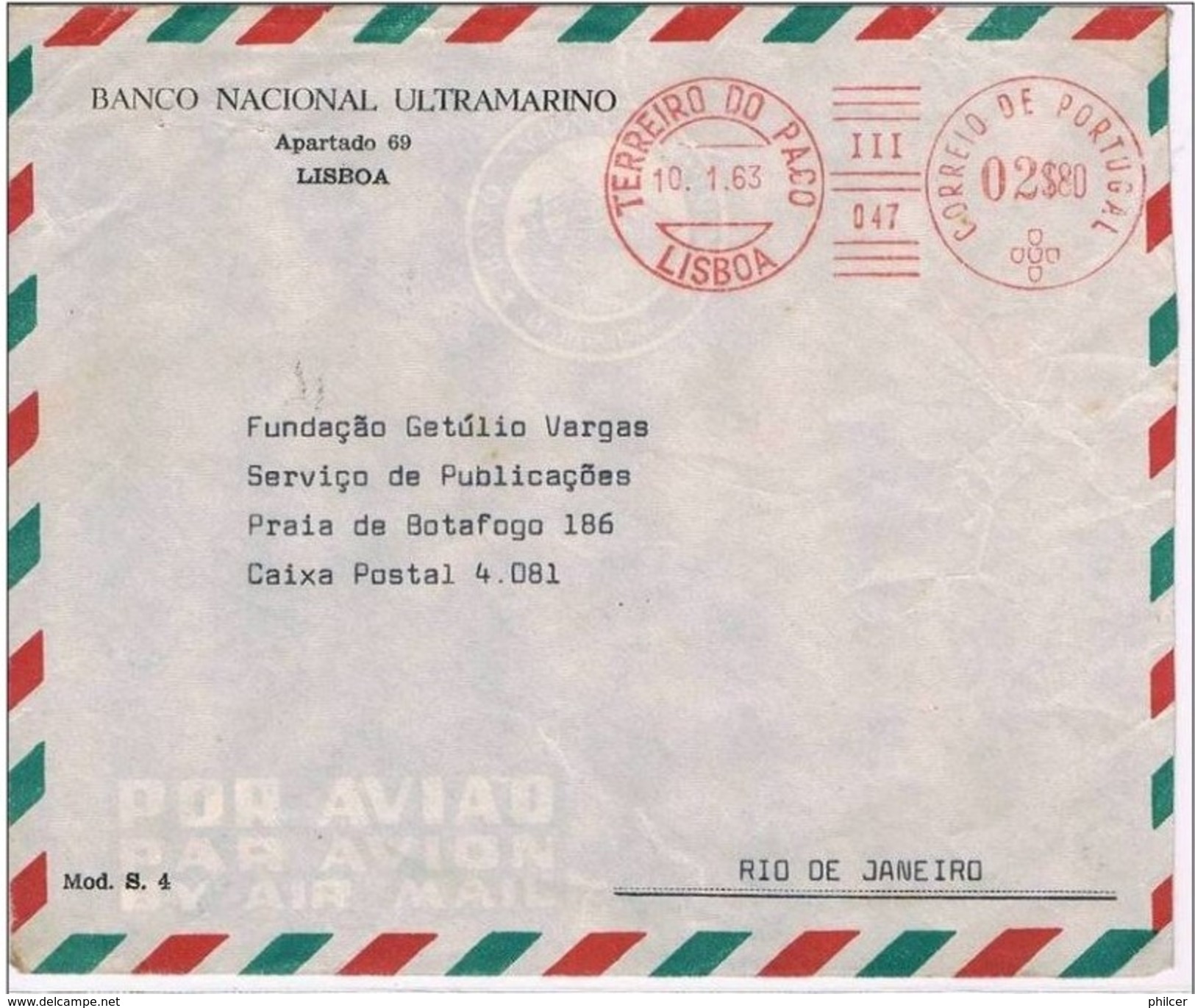 Portugal, 1963, Correio Aéreo Lisboa-Rio De Janeiro - Usati