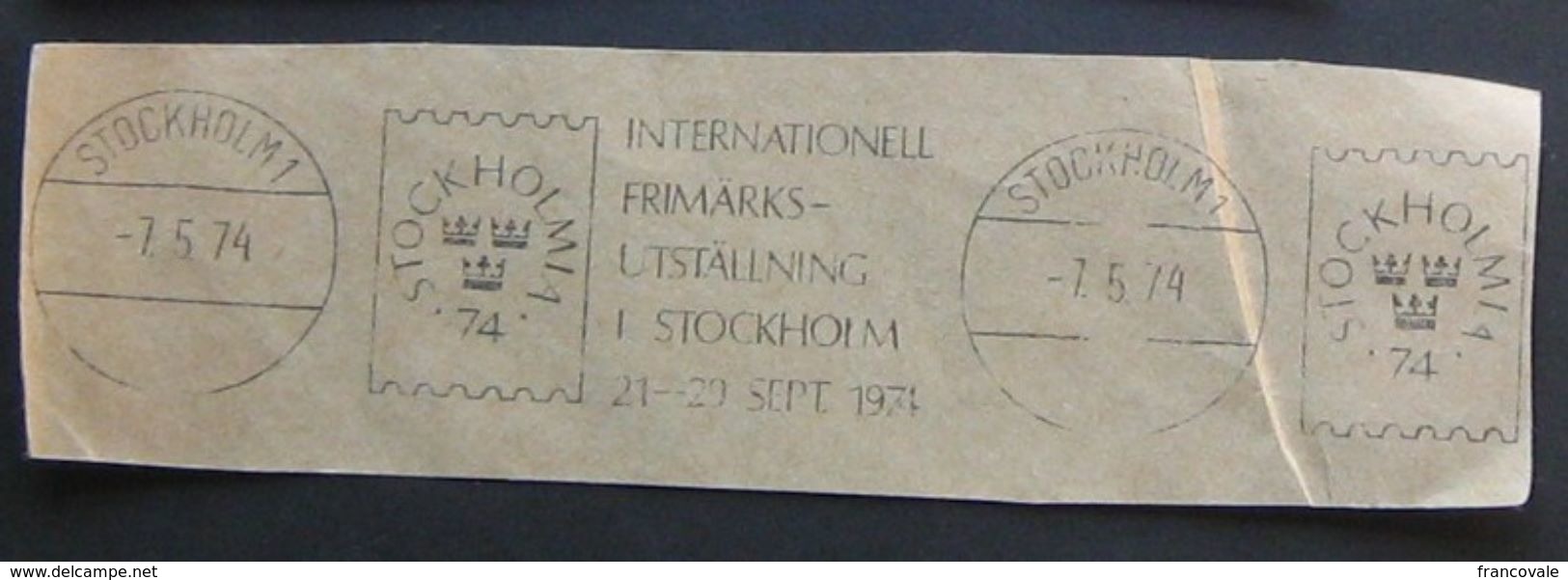 Svezia 1974 Stockolm Marcofilia Frammento - Timbres De Distributeurs [ATM]