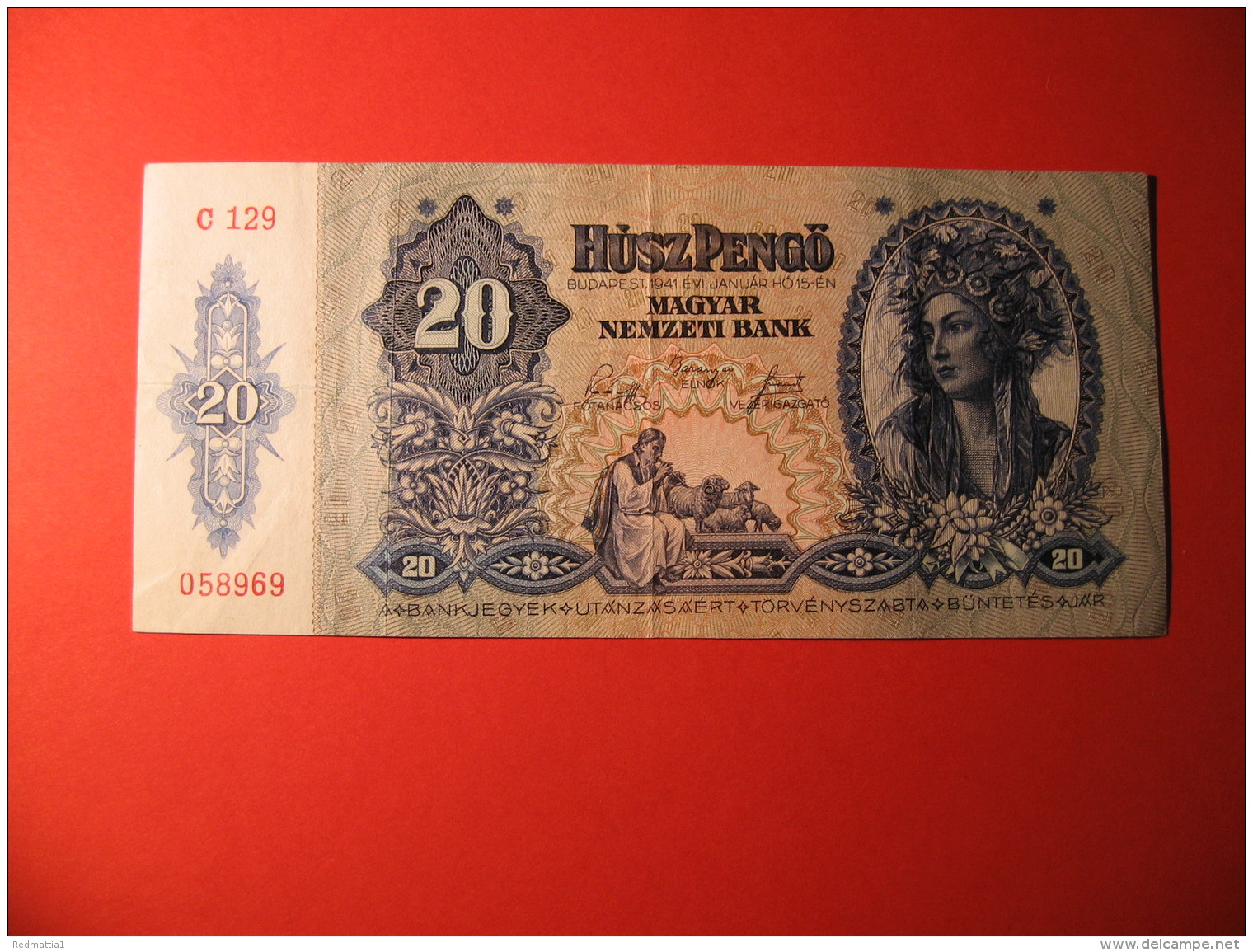 BANCONOTA   20 USZPENGO MAGYAR NEMZETY BANK  1941 - Ungheria