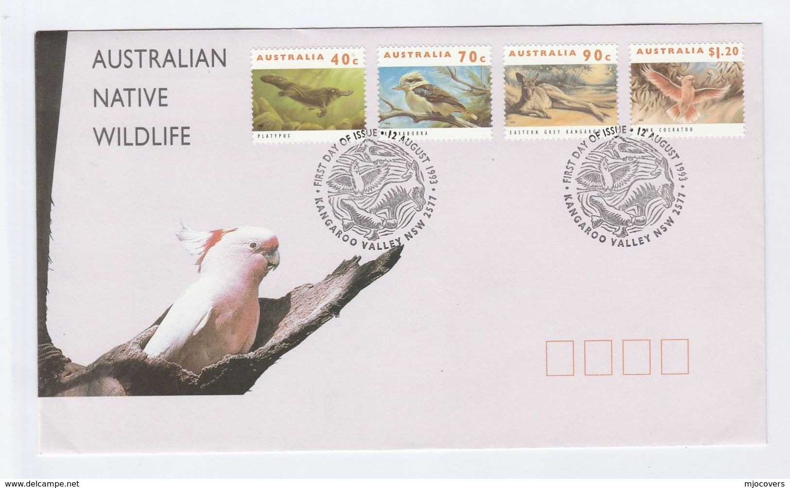 1993 KANGAROO VALLEY Special  FDC Stamps KANGAROO, PLATYPUS COCKATOO KOOKABURRA Australia Cover - FDC