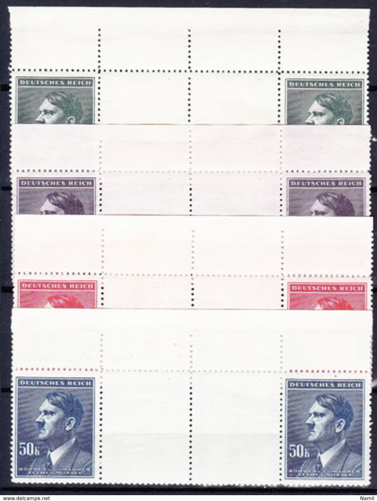 Boheme Et Moravie 1942 Mi 107-10 (Yv 95-8) Les Paires Avec Interpaneau, (MNH) ** - Unused Stamps