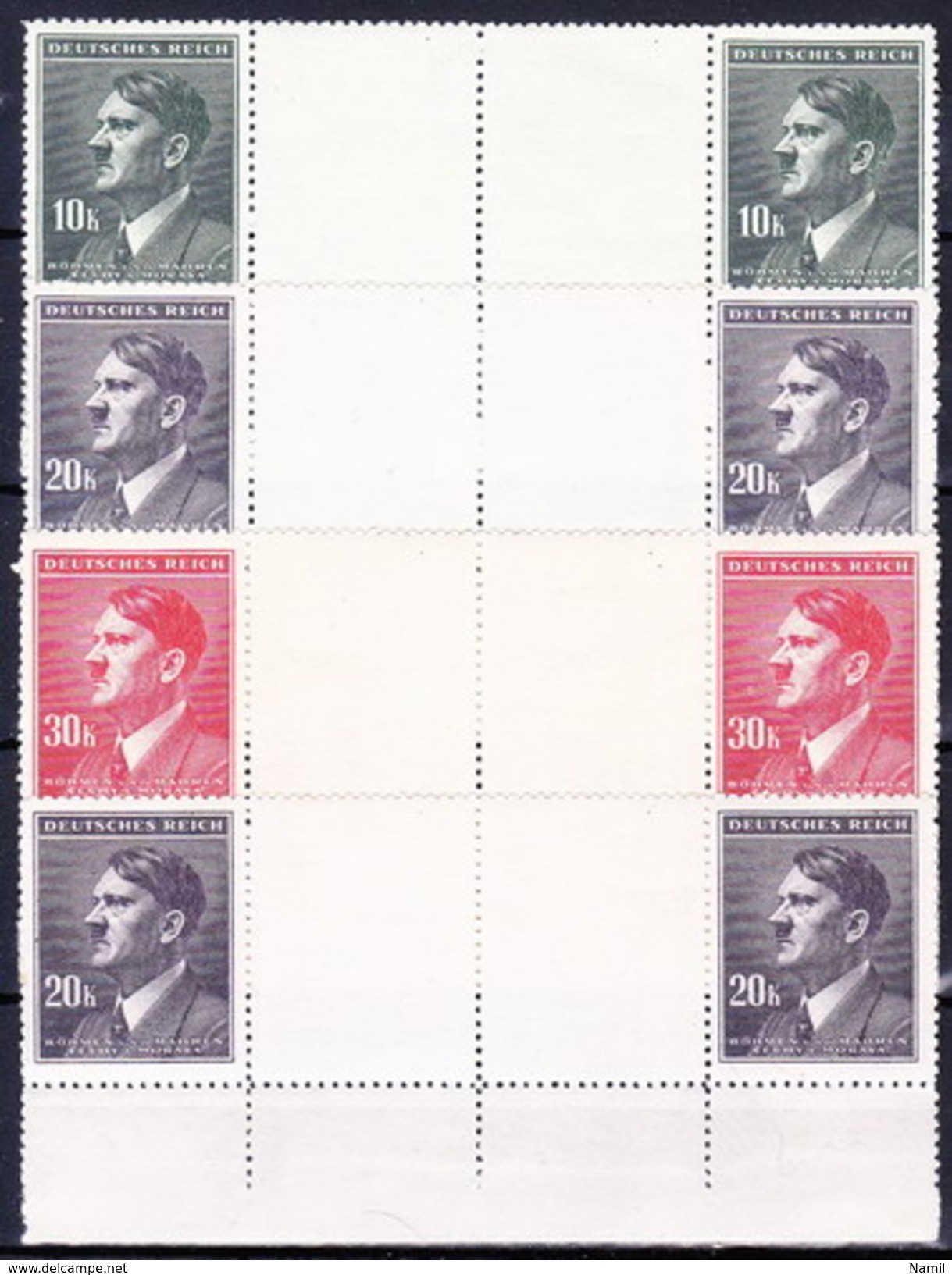 Boheme Et Moravie 1942 Mi 107-10 (Yv 95-8) Les Paires Avec Interpaneau, (MNH) ** - Unused Stamps