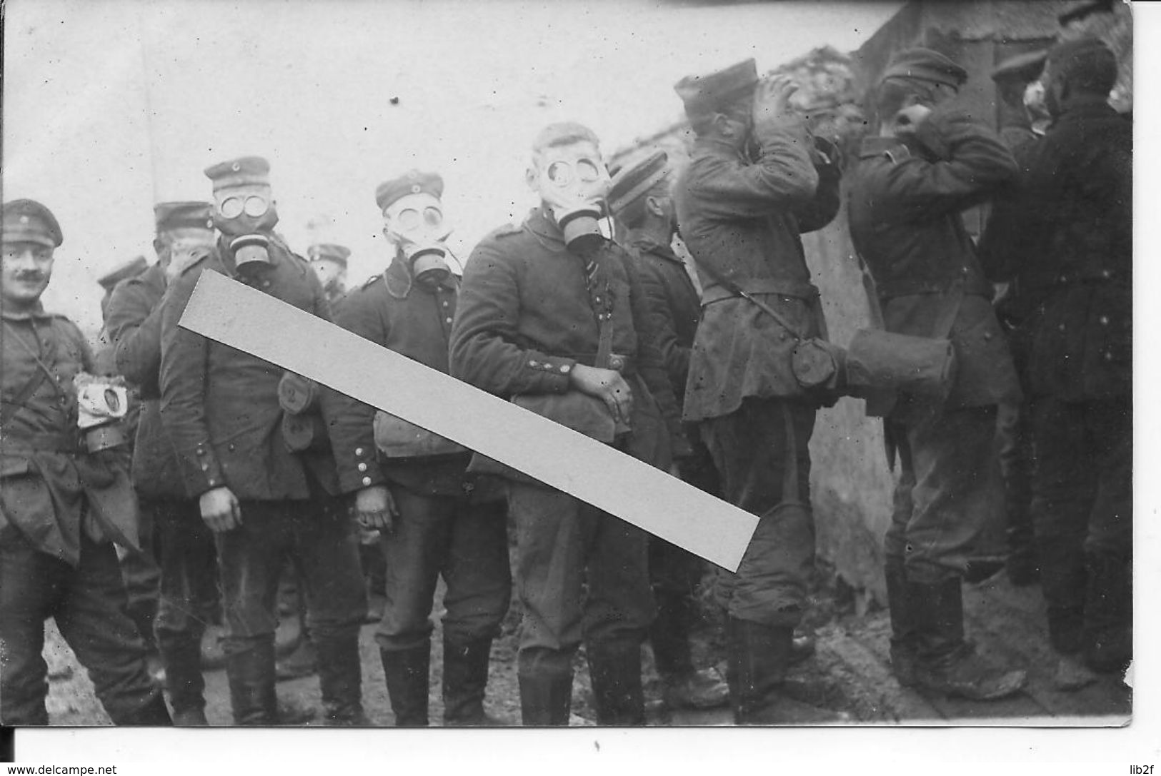 1915 Soldats Allemands Essais De Nouveaux Masques à Gaz Dans La Tranchée 1 Carte Photo Ww1 14-18 1wk - War, Military