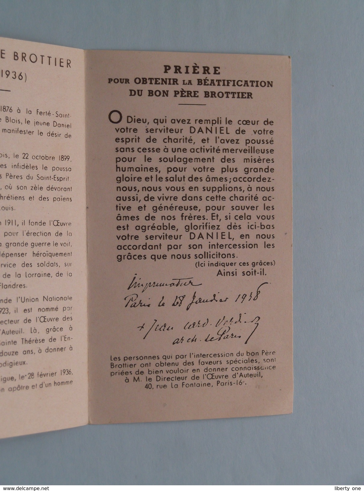 Le Père DANIEL BROTTIER 1876-1936 ( étoffe Avant Touché Au Père Brottier ) ( Voir Photos Svp / Phot. Boivin ) ! - Religión & Esoterismo