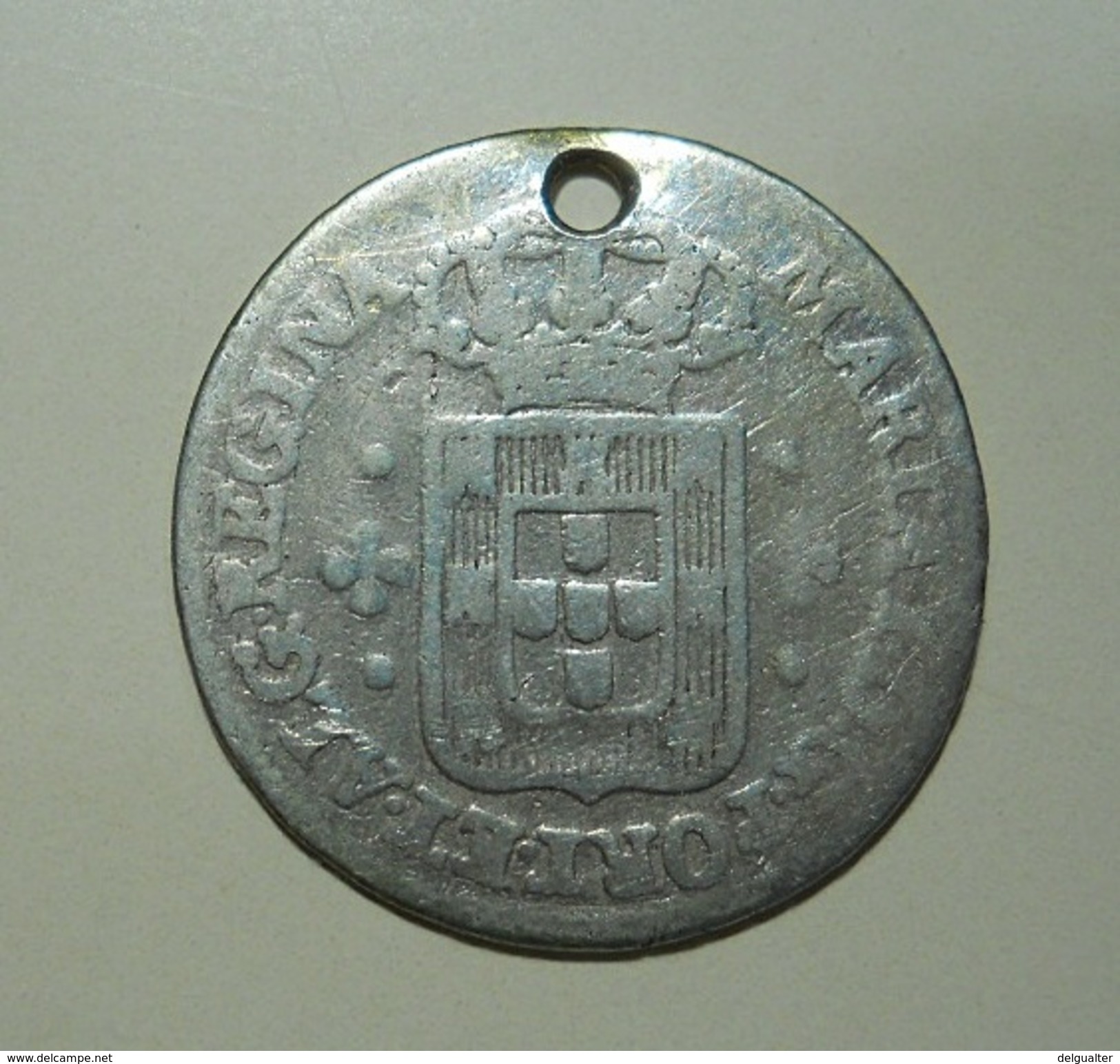 Portugal 60 Reis D. Maria I Silver Holed - Portugal