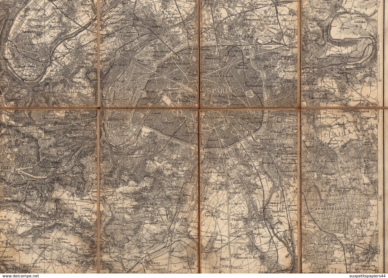 Carte Routière Toilée Militaire De 1909 - Paris Et Ses Environs Sur Toile - Roadmaps