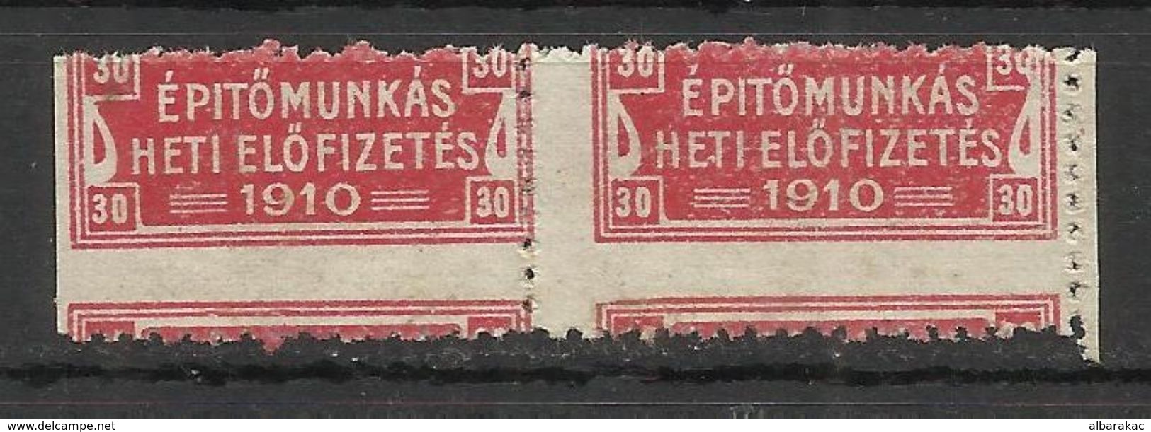 Hungary 1910 Revenue - CONSTRUCTION WORKER ELECTRIC , Charity Stamp MNH - Revenue Stamps