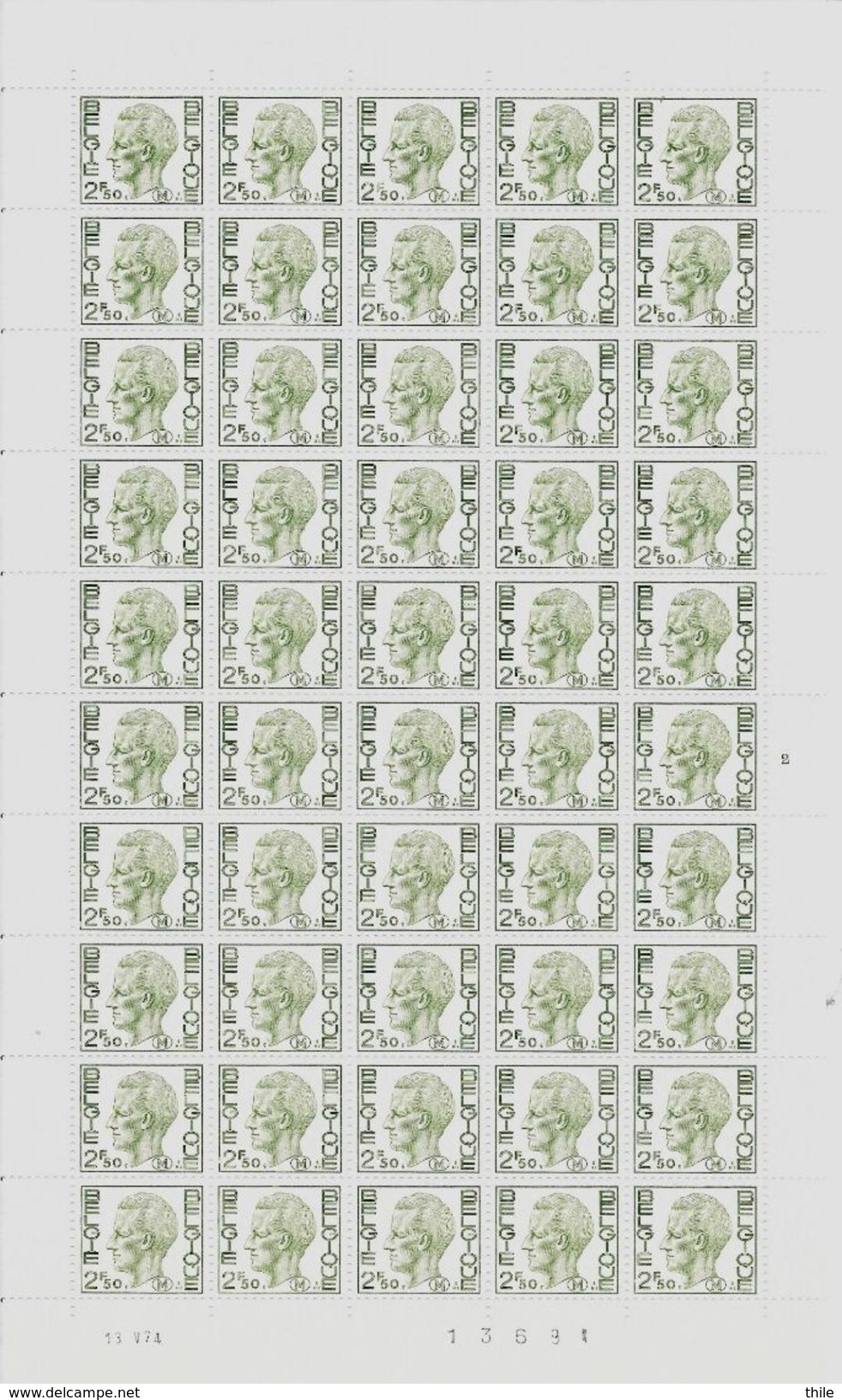 Timbres Militaires COB M4 ** - Feuille Complète - Coin Daté Du 13/05/1974 - Numéro De Planche 2 - Non Classés