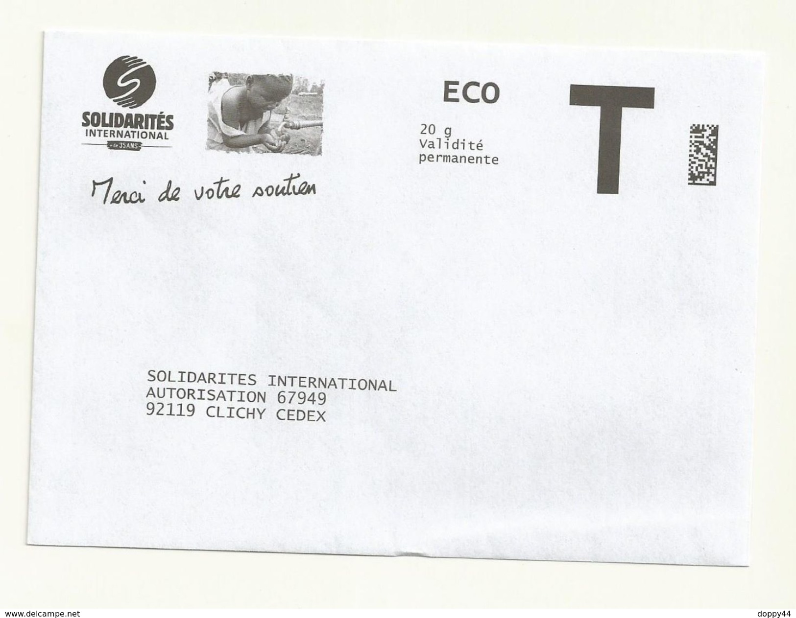 ENVELOPPE REPONSE T  ECO  SOLIDARITE INTERNATIONAL - Cartes/Enveloppes Réponse T