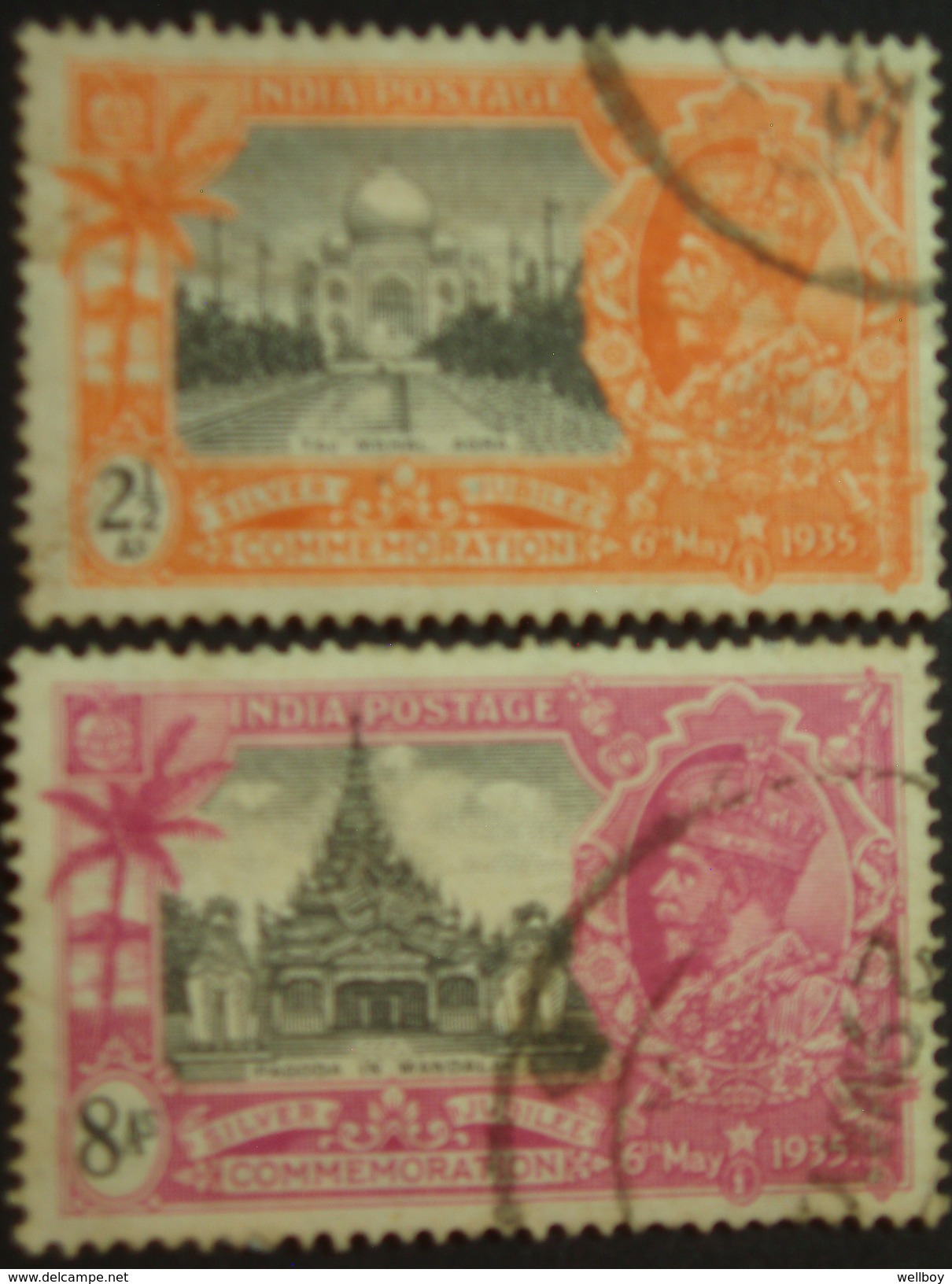 K G V .1935 SILVER JUBILEE . Sg 244 & 246 8 Annas TOP VAL - 1911-35 King George V