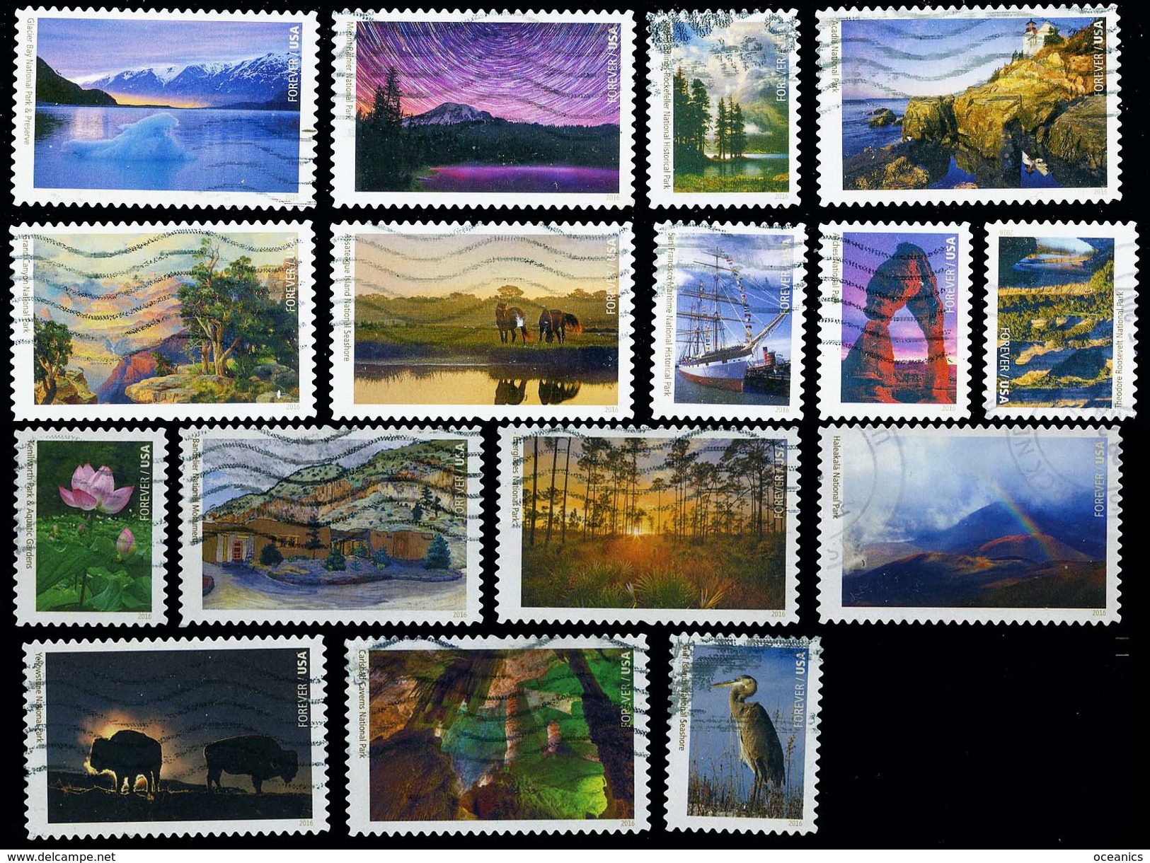 Etats-Unis / United States (Scott No.5080a-p - National Park Service 100th)+ (o) Set - Used Stamps