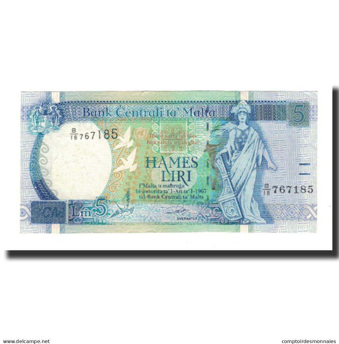Billet, Malte, 5 Liri, Undated (1994), KM:46a, SPL+ - Malta