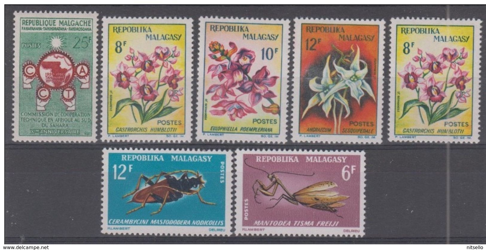 LOTE 1455  ///  (C055) MADAGASCAR   //  YVERT Nº: 385/387 + 427/428** MNH + 352 + 385*MH   //  CATALOG./COTE: 4,75€ - Madagascar (1960-...)