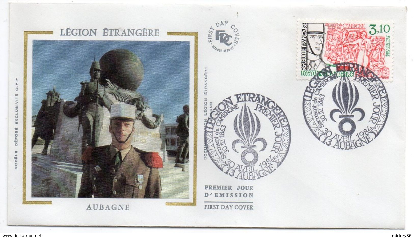 1984--FDC Soie -Légion Etrangère (armée) - Cachet  AUBAGNE - 13 - 1980-1989