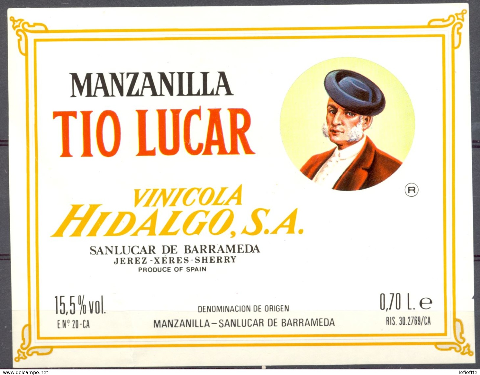 1563 - Espagne - Andalousie - Manzanilla Tio Lucar - Vinicola Hidalgo S.A. - Sanluccar De Barrameda - Autres & Non Classés