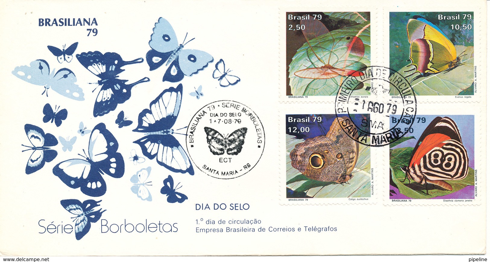 Brazil FDC 1-7/8-1979 Brasiliana 79 Set Of 4 Butterflies With Cachet - FDC