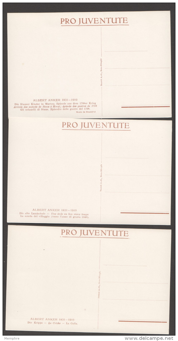 1924  Cartes Pro Juventute  Tableaux De A. Anker Série Complète - Emballage Original-  Biographie Anker - Other & Unclassified