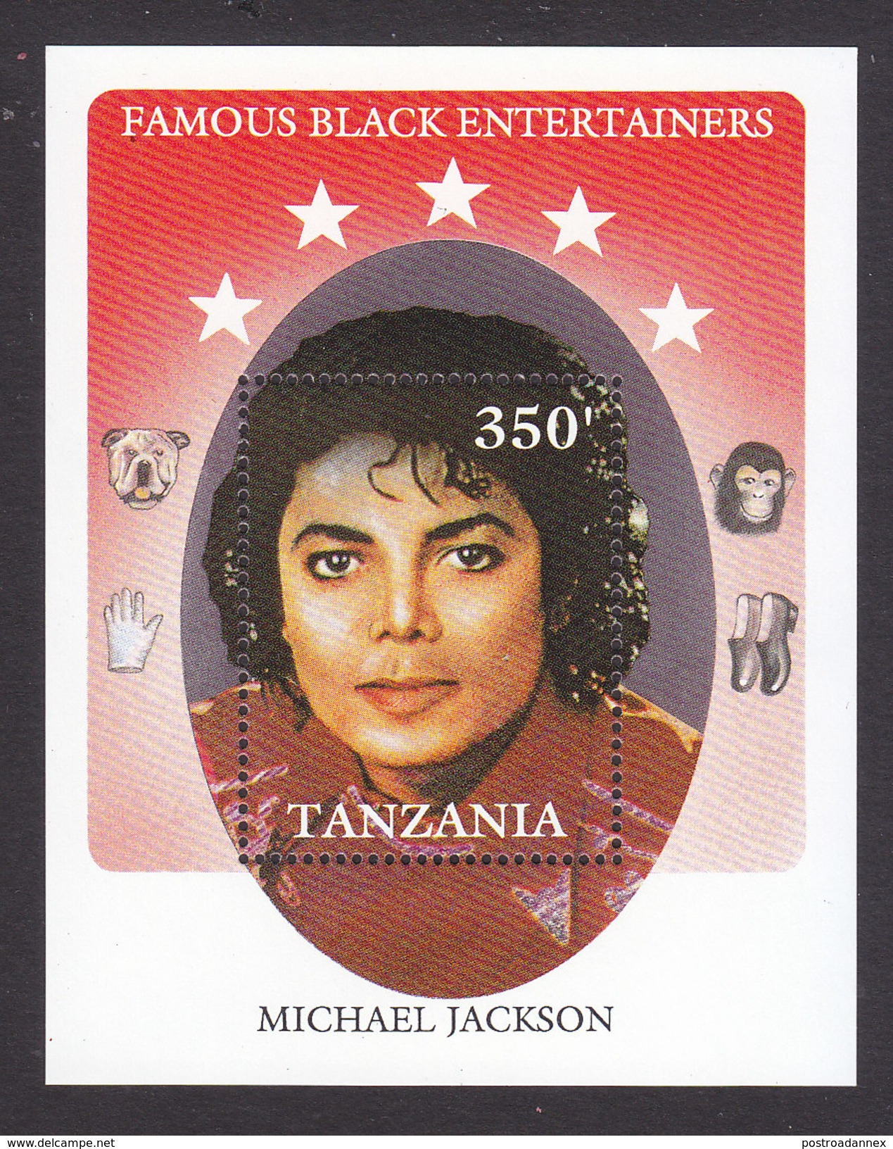 Tanzania, Scott #589, Mint Never Hinged, Michael Jackson, Issued 1990 - Tanzania (1964-...)