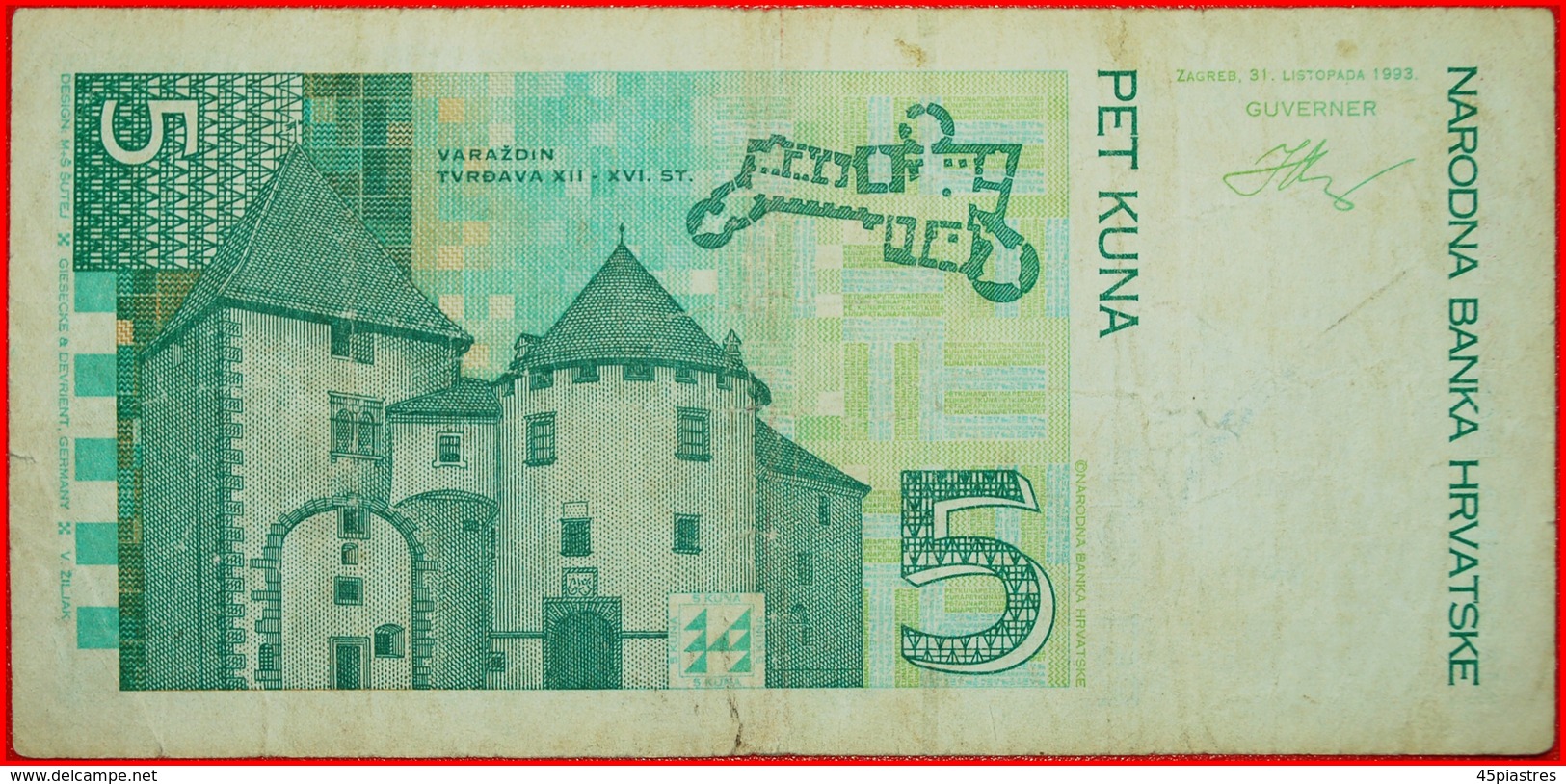 √ FORTRESS: CROATIA ★ 5 KUNA 1993!  LOW START ★  NO RESERVE! - Croatia