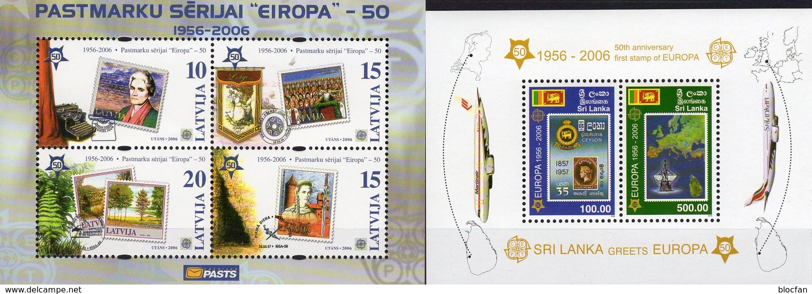 EUROPA 1956-2006 SRI LANKA Bl.102+Latvia Block 21 ** 17€ Victoria Blocs Art S/s Ships Sheets Space Bf 50 Years CEPT - Sri Lanka (Ceylan) (1948-...)