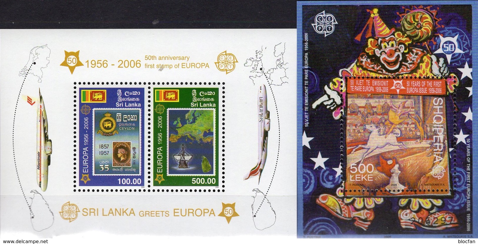 EUROPA 1956-2006 SRI LANKA Bl.102+Albania Block 157 ** 29€ Victoria Blocs Art Ss Ship Sheets Space Bf 50 Years CEPT - Sri Lanka (Ceylan) (1948-...)