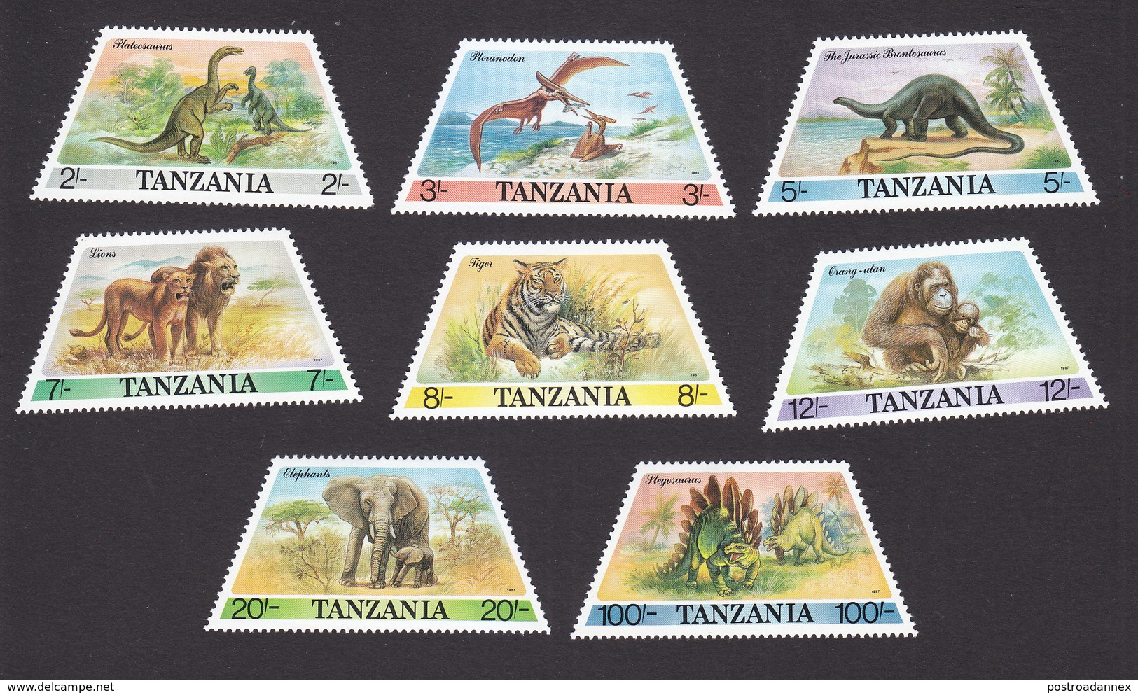 Tanzania, Scott #382-389, Mint Hinged, Animals, Issued 1988 - Tanzania (1964-...)