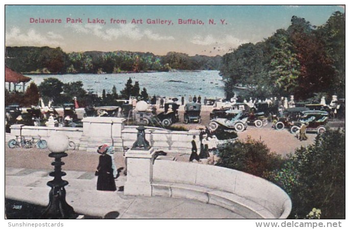 New York Buffalo Delaware Park Lake From Art Gallery 1920 - Buffalo