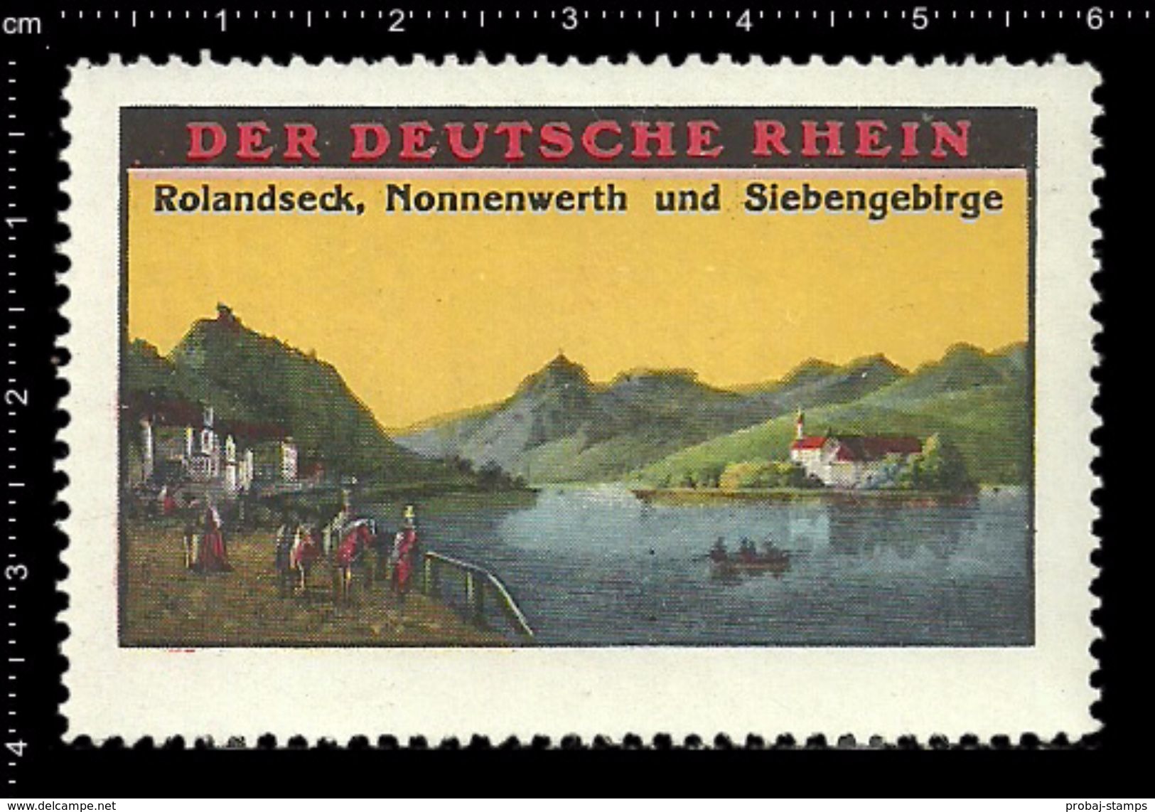 German Poster Stamps, Reklamemarke, Cinderellas, Rhine, Rhein, City View, Stadtblick, Rolandseck, Nonnenwerth - Erinnofilia