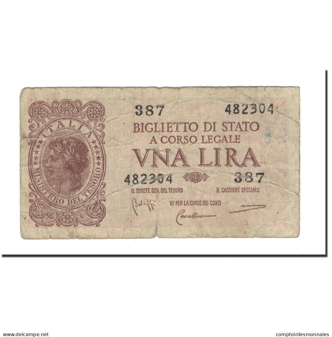 Billet, Italie, 1 Lira, 1944-11-23, KM:29b, AB - Regno D'Italia – 1 Lira
