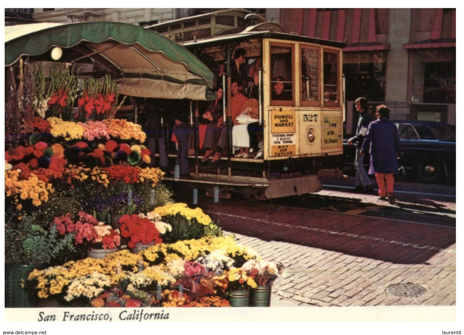 (190) USA - San Francisco Tramway + Flower Market - Marchands