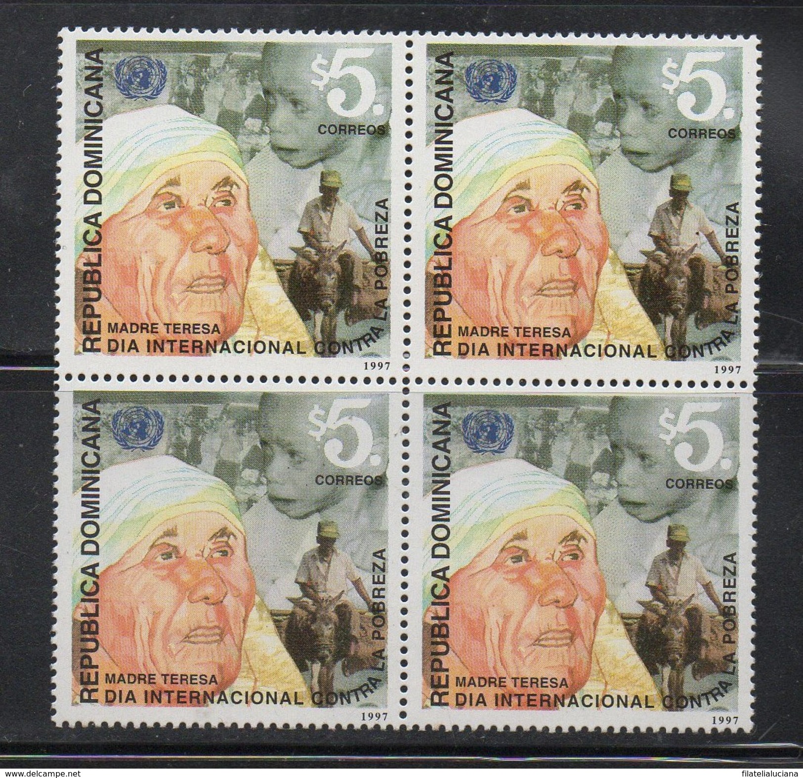 Dominican Republic 1262 MNH Mother Teresa Scarce Blck Of 4 - Mother Teresa