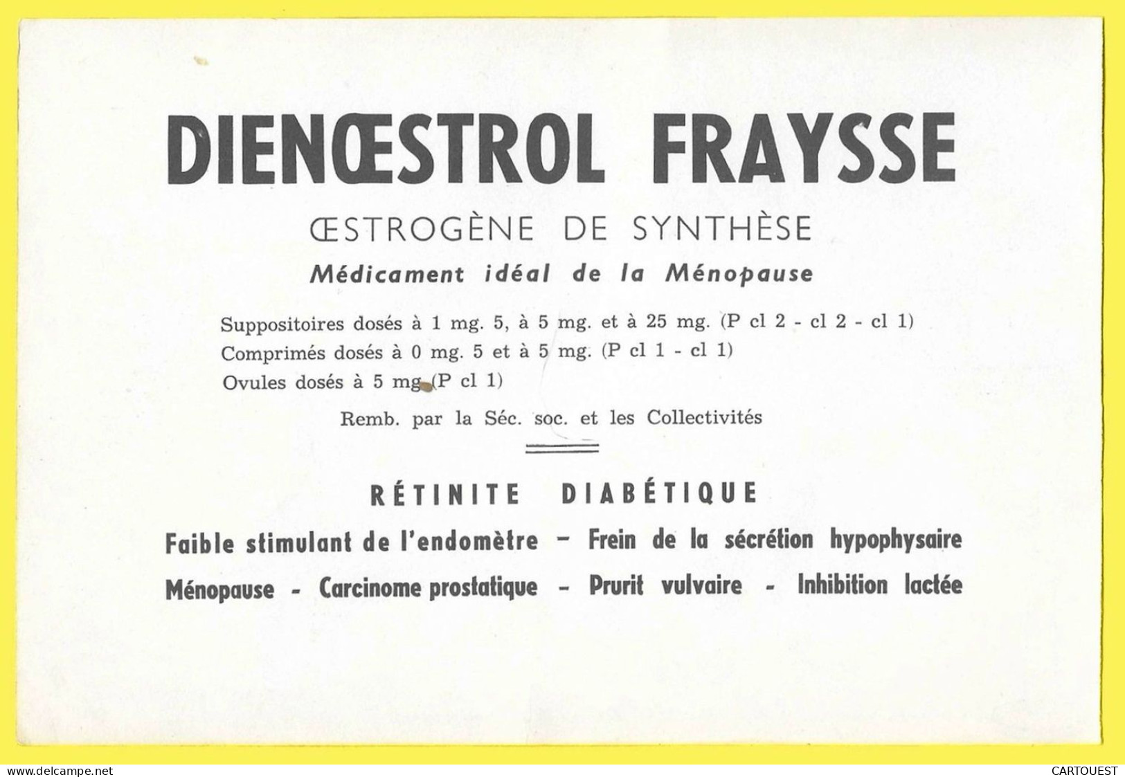 PHARMACIE Pub PSYCHOGLUTAL DIENOESTROL  Labo FRAYSSE BUVARD HUMOUR - Drogerie & Apotheke