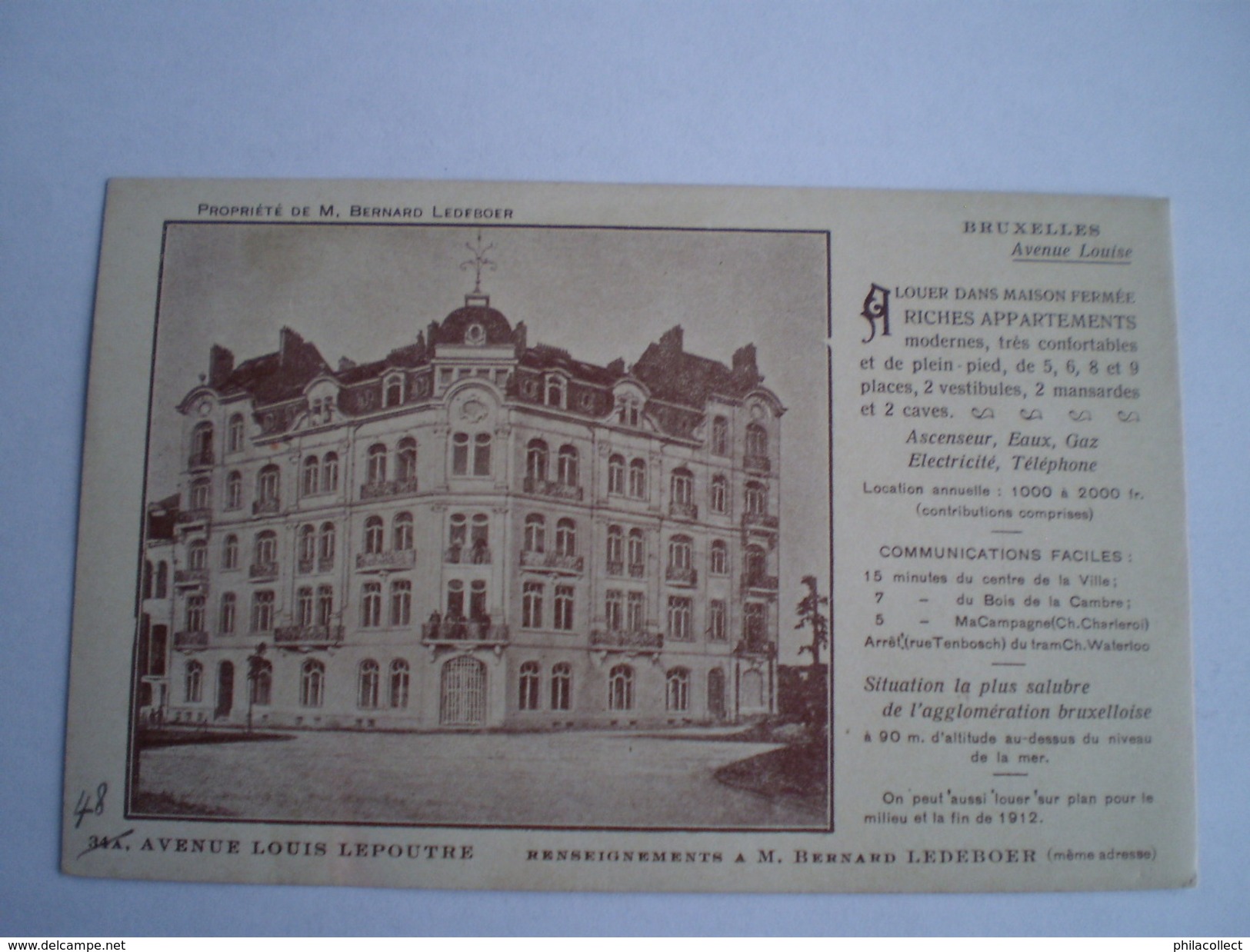 Bruxelles // Promotion M.Benard Ledeboer - A Louer Dans Maison - Riches Appartements - Avenue Louis Lepoutre 19?? RARE - Andere & Zonder Classificatie