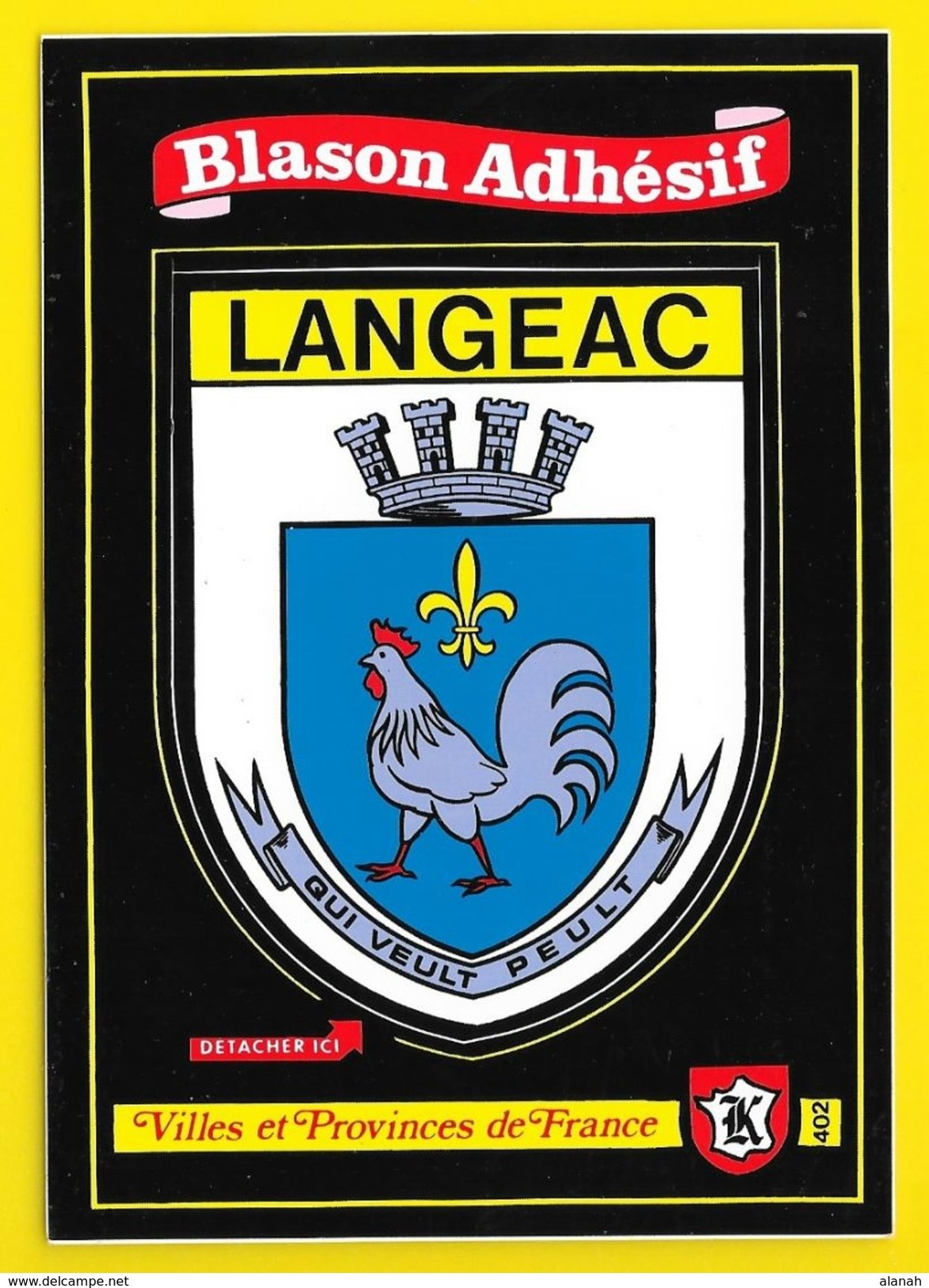 LANGEAC Rare Blason Adhésif (Kroma N° 402) Haute Loire (43) - Langeac