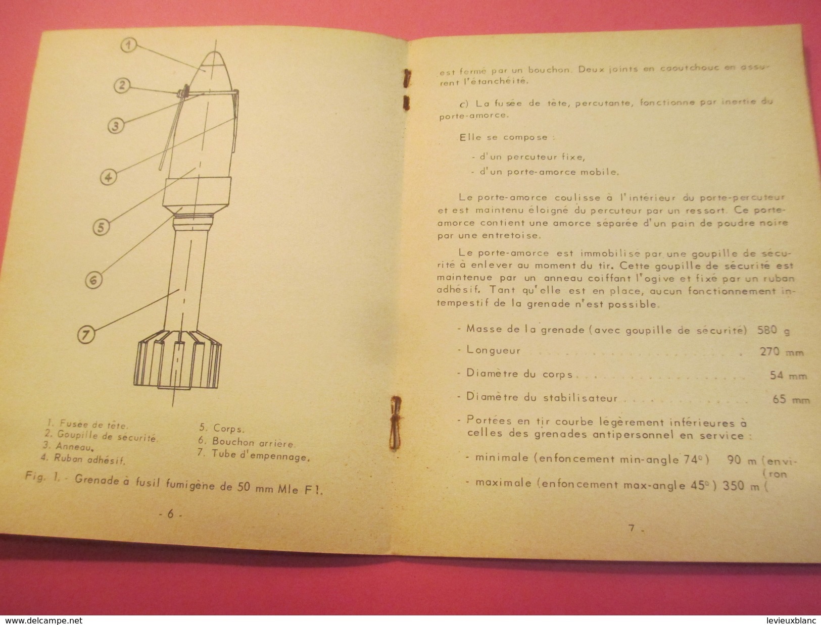 Fascicule/Guide technique sommaire de la Grenade à Fusil Fumigéne de 50 mm//Ministère des Armées /MAT2424/1968 VPN114Bis