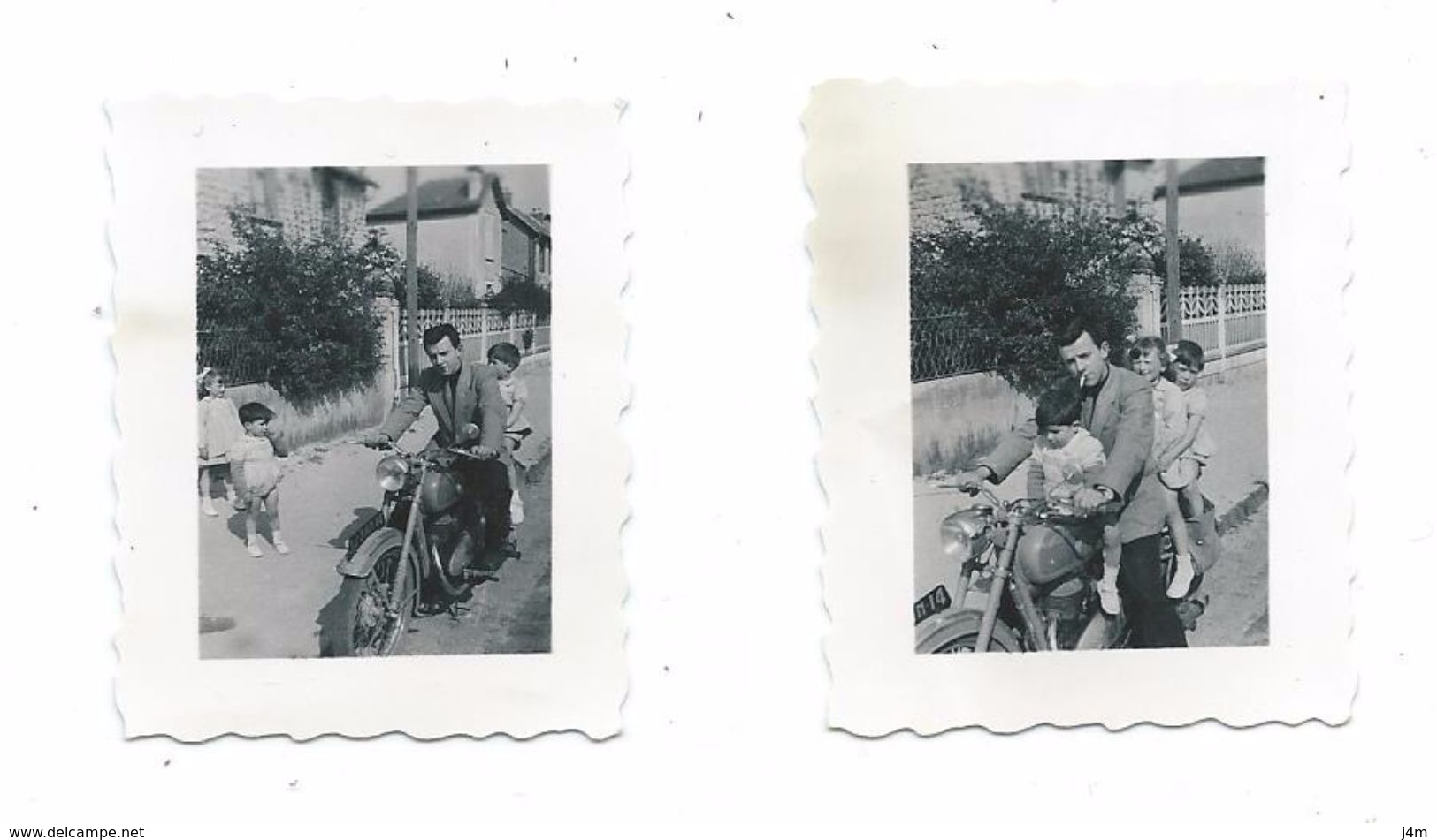 Lot De 2 Anciennes Petites PHOTOS 4 X 5 Cm De MEZIDON (14) En 1952.. MOTO MONET GOYON - Lieux