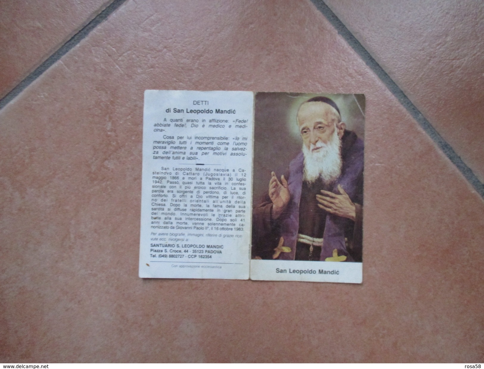 San LEOPOLDO Mandic Novena Santino Doppio - Santini