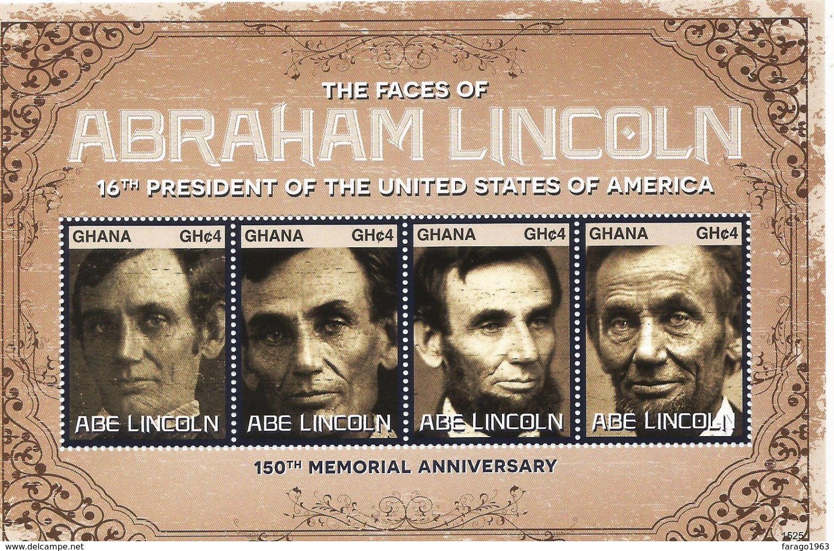 2015 Ghana Abraham Lincoln USA Slavery  President  2 Souvenir Sheet  MNH @80% Of Face Value - Other & Unclassified