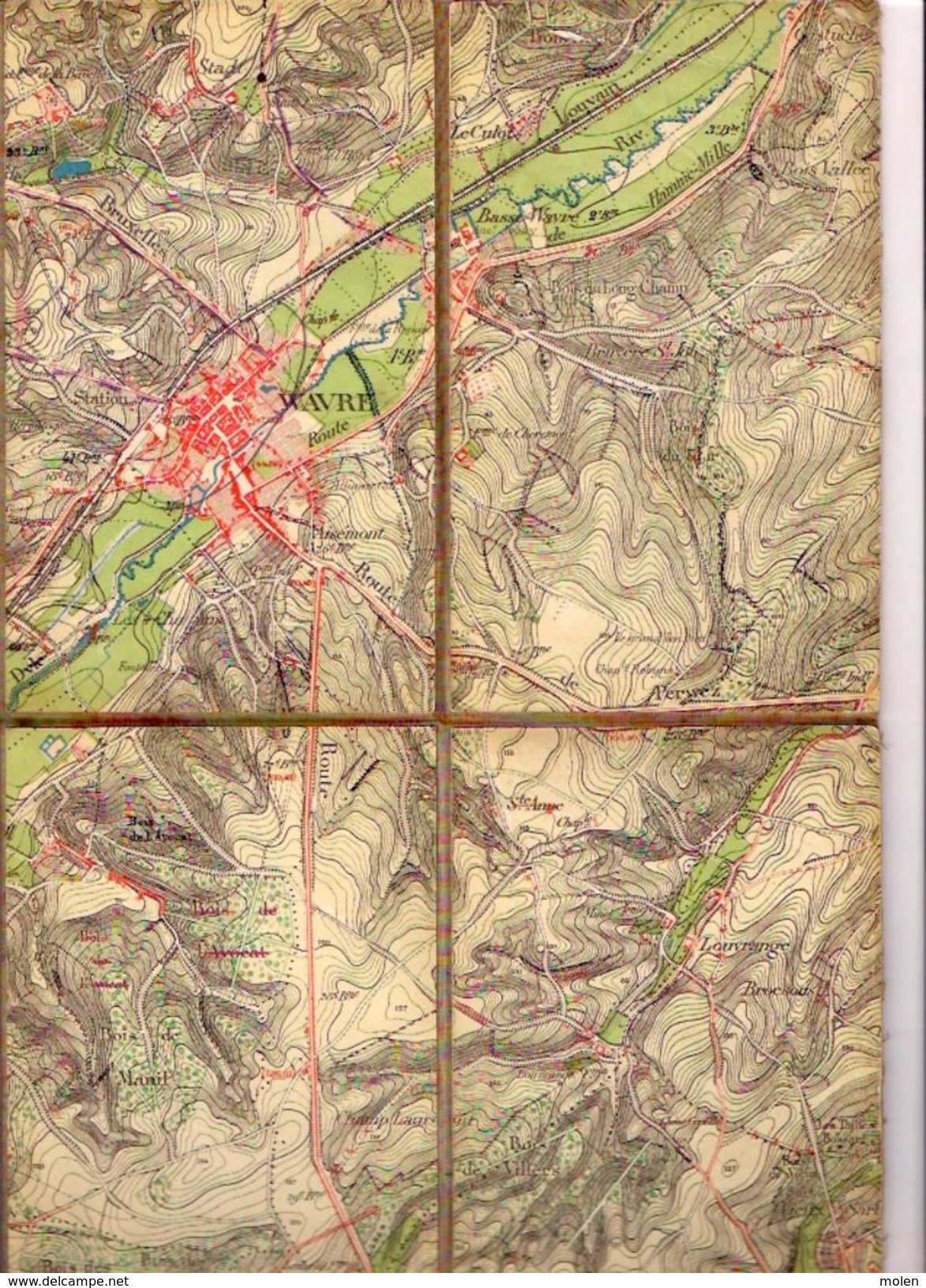 CARTE D ETAT MAJOR 40/1 Entoilée Situation 1866 WAVRE OTTIGNIES BIERGES LIMAL LOUVAIN-LA-NEUVE MOUSTY LIMELETTE S868 - Waver