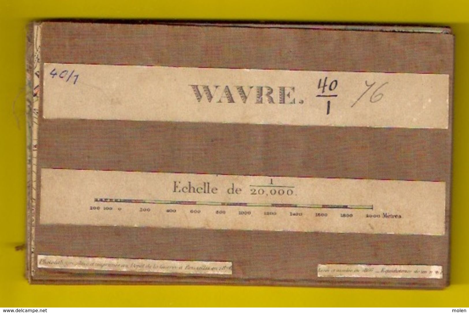 CARTE D ETAT MAJOR 40/1 entoilée Situation 1866 WAVRE OTTIGNIES BIERGES LIMAL LOUVAIN-LA-NEUVE MOUSTY LIMELETTE S868