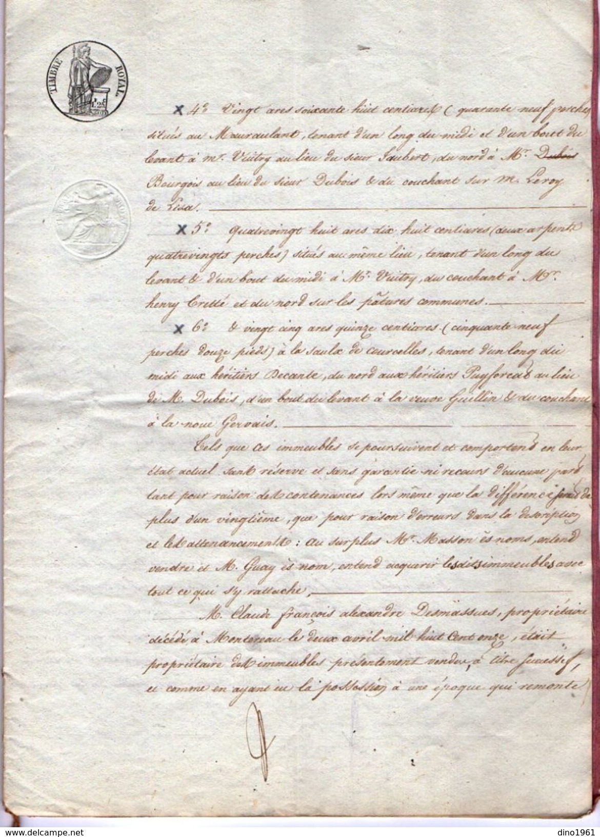 VP11.509 - MONTEREAU - Acte De 1836 - Entre DESMASSUES à VILLERSLES APREY & MACQUIN Vente De Terre Situé à MAROLLES - Manuscripts