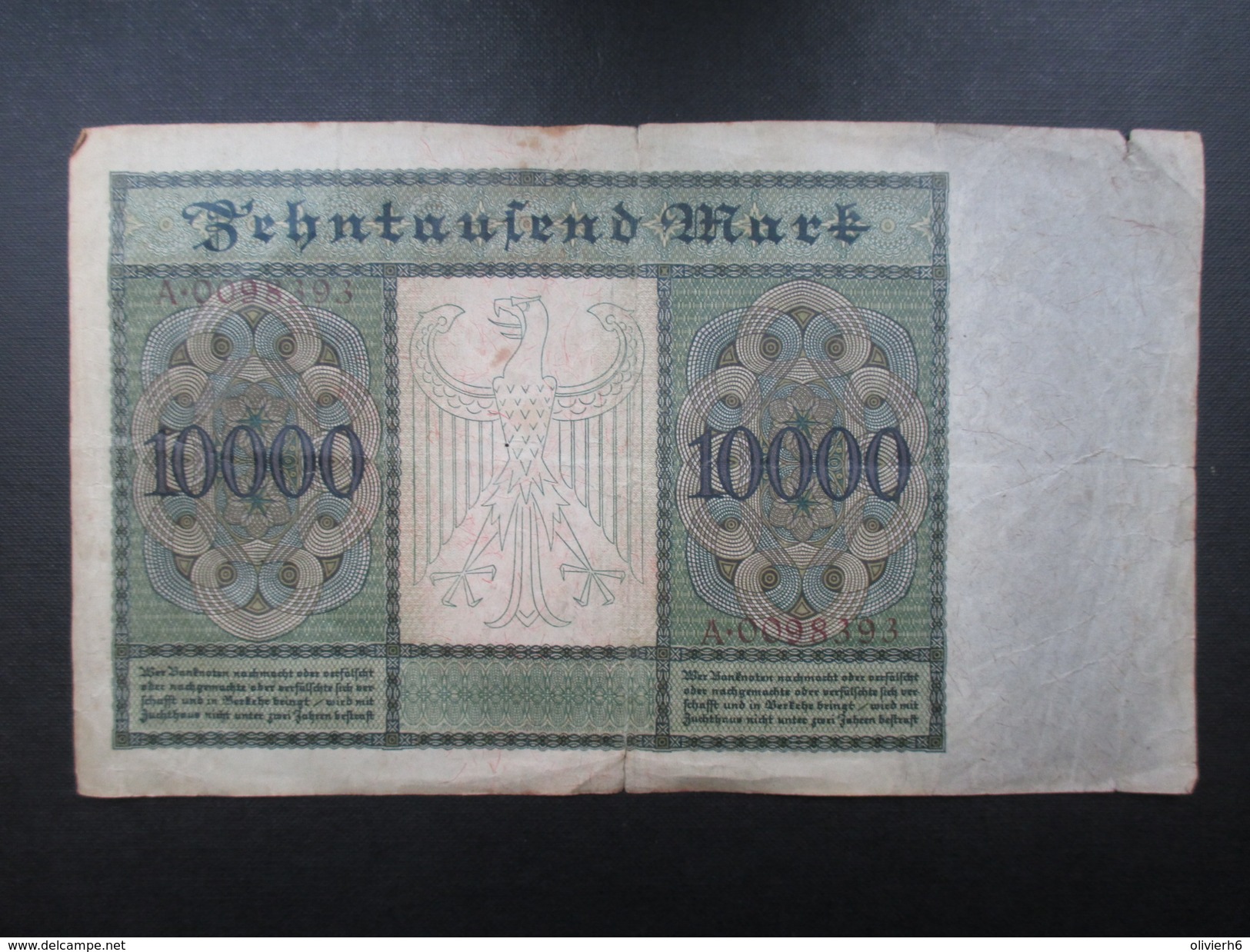 BILLET REICHSBANKNOTE (V1719) 10000 ZEHNTAUSEND MARK (2 Vues) BERLIN 19/01/1922 - 10000 Mark