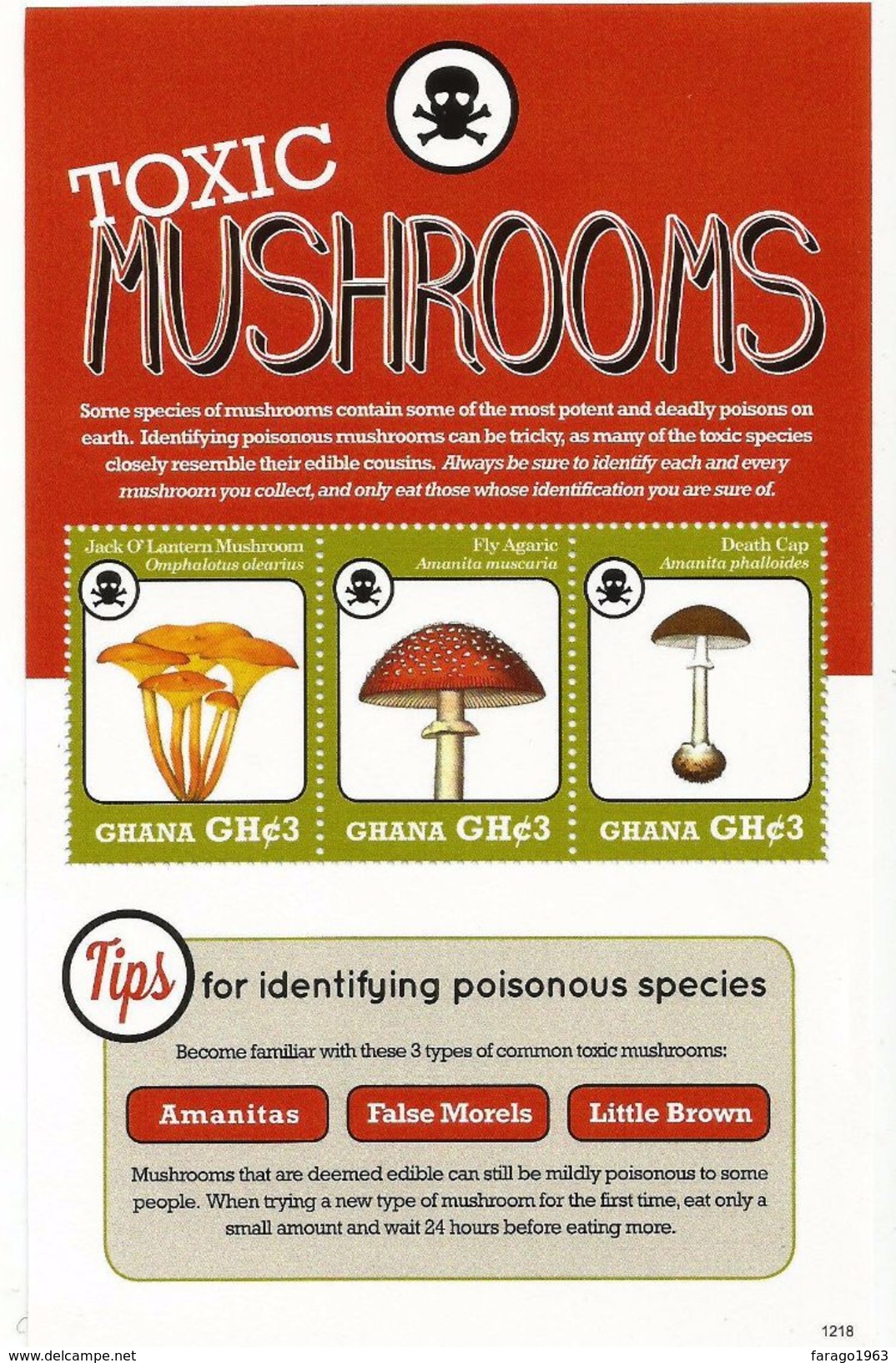 2012 Ghana  Toxic Mushrooms Fungi Poison    2 Souvenir Sheets  MNH - Piante Velenose